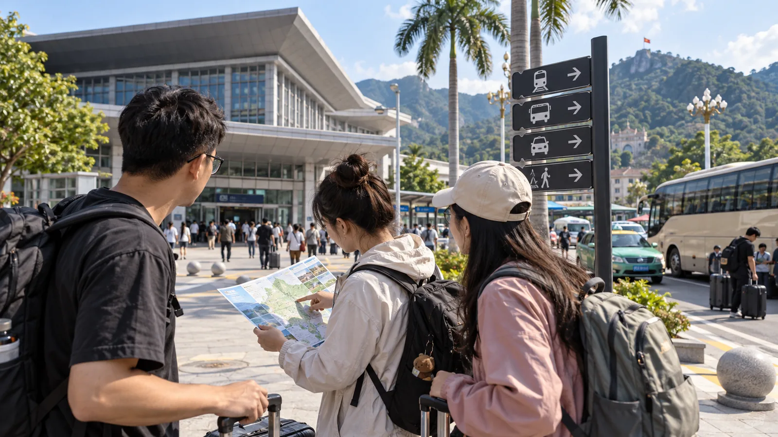 清晨的城市街道空镜