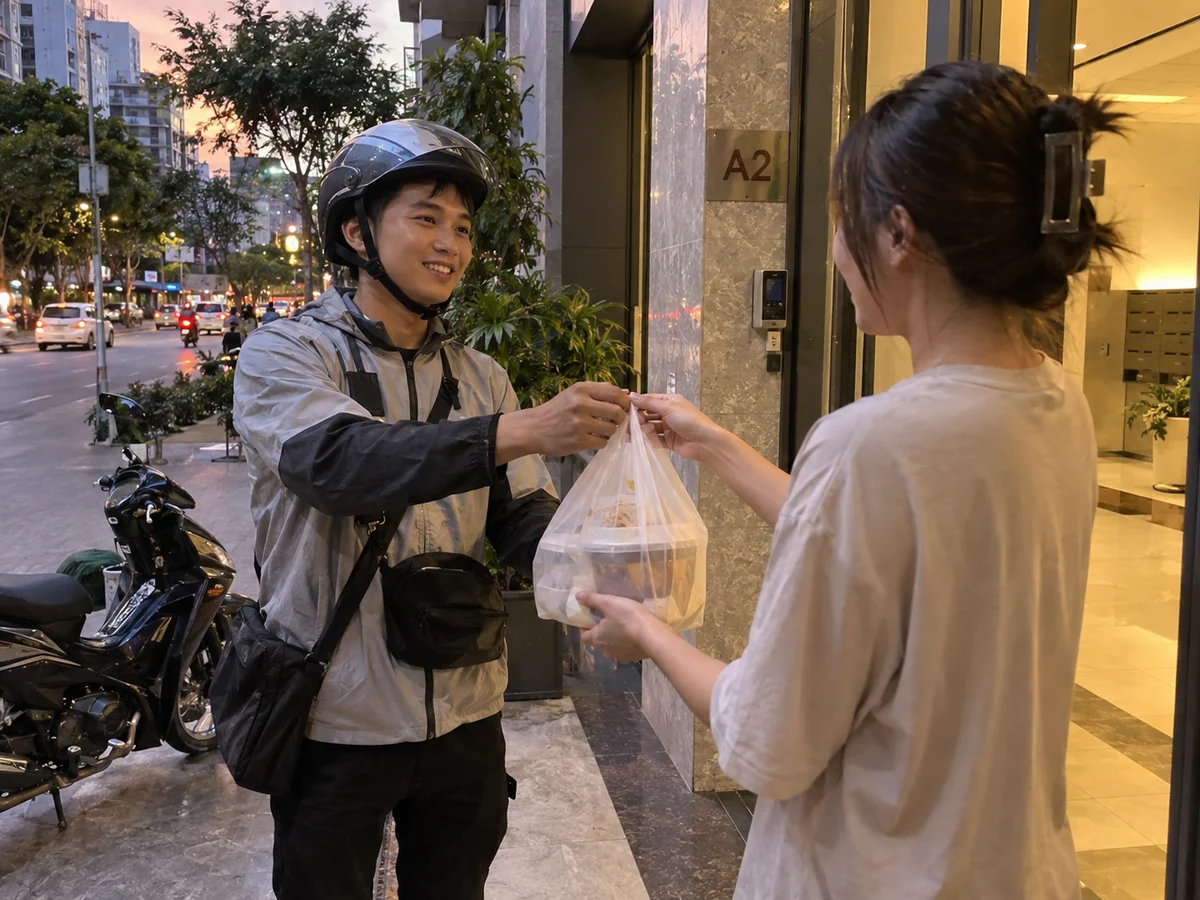 胡志明市外卖员取餐