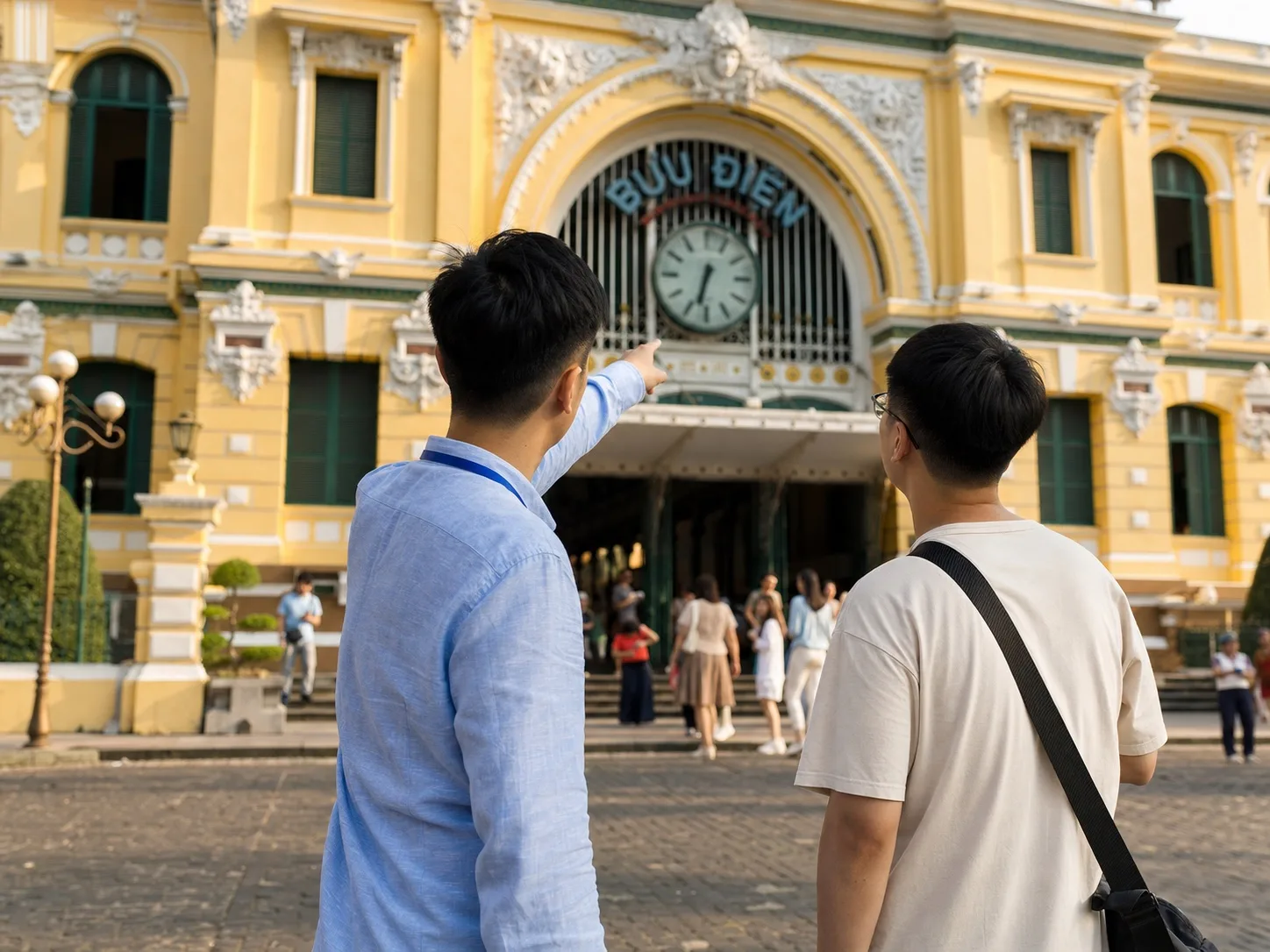 手指着胡志明市地图规划路线