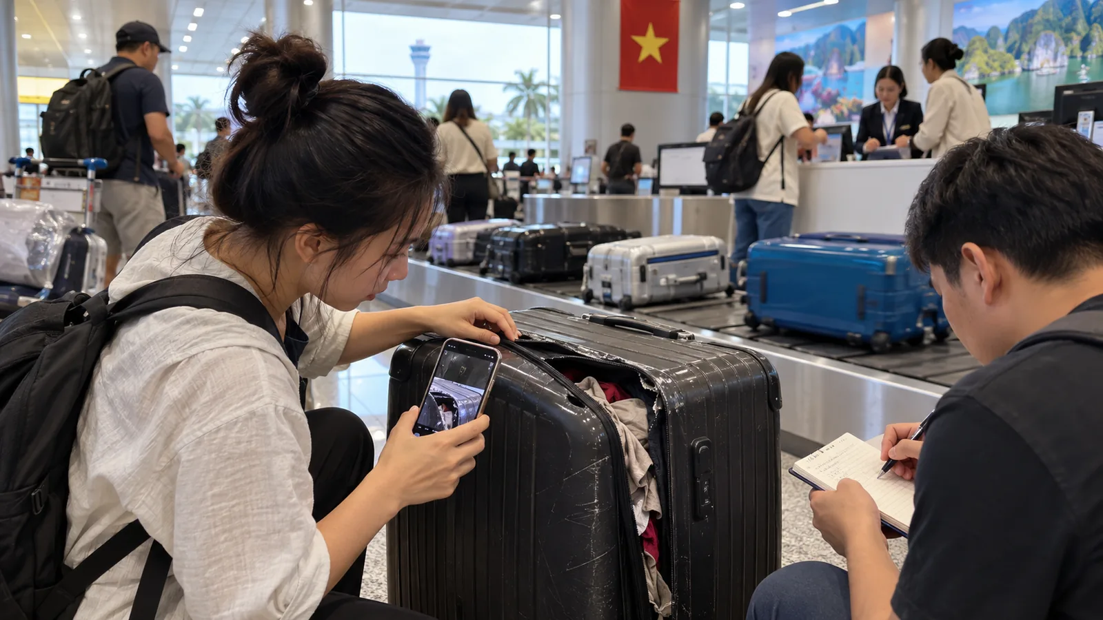 新山一机场行李转盘前等待提取行李的旅客背影